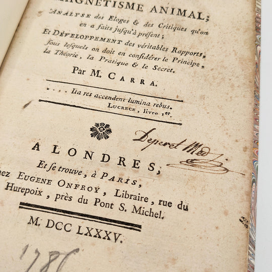 CARRA Jean-Louis. Examen physique du magnétisme animal